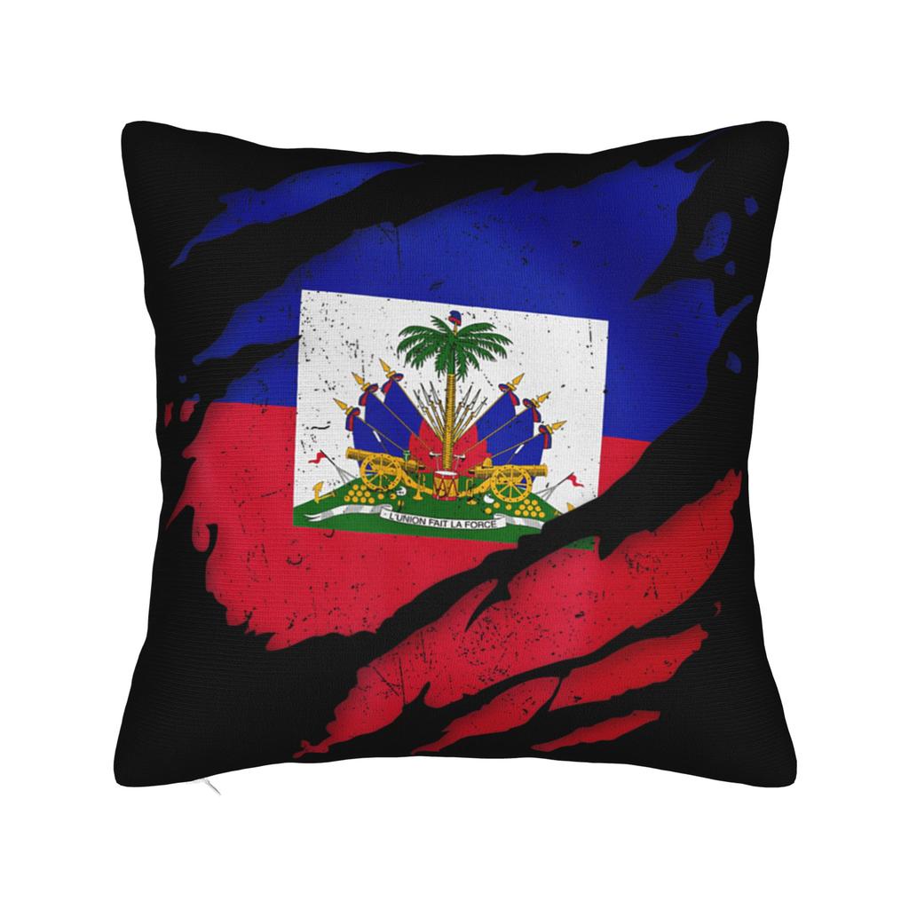Haiti Haitian Flag Caribbean Souvenir Pillow Cover Comfy Cushion Cover Funny Pillow Case For Couch Sofa Bedroom