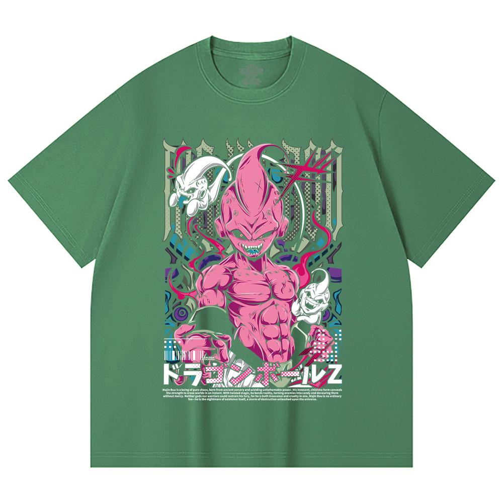 230 Gsm 100% Cotton Dragon Ball V67 Majin Buu Print Unisex Heavy Cotton T Shirt