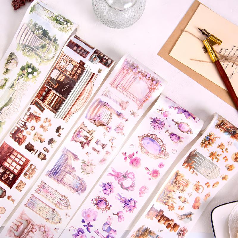 8*300cm 1roll Spring rose theme tape Sticker Decorative Hand Account Diary Album Scrapbooking accessories Masking tape