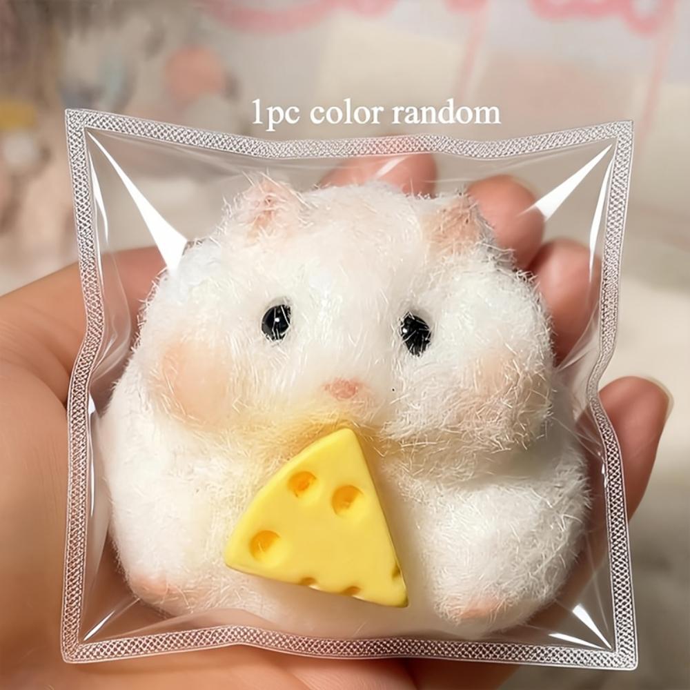 Jouet Hamster Squishy Mignon Blanc Jaune Doux Montée Lente Soulagement du Stress Jouet Sensoriel Cadeau de Noël Halloween Anniversaire Pour Bureau
