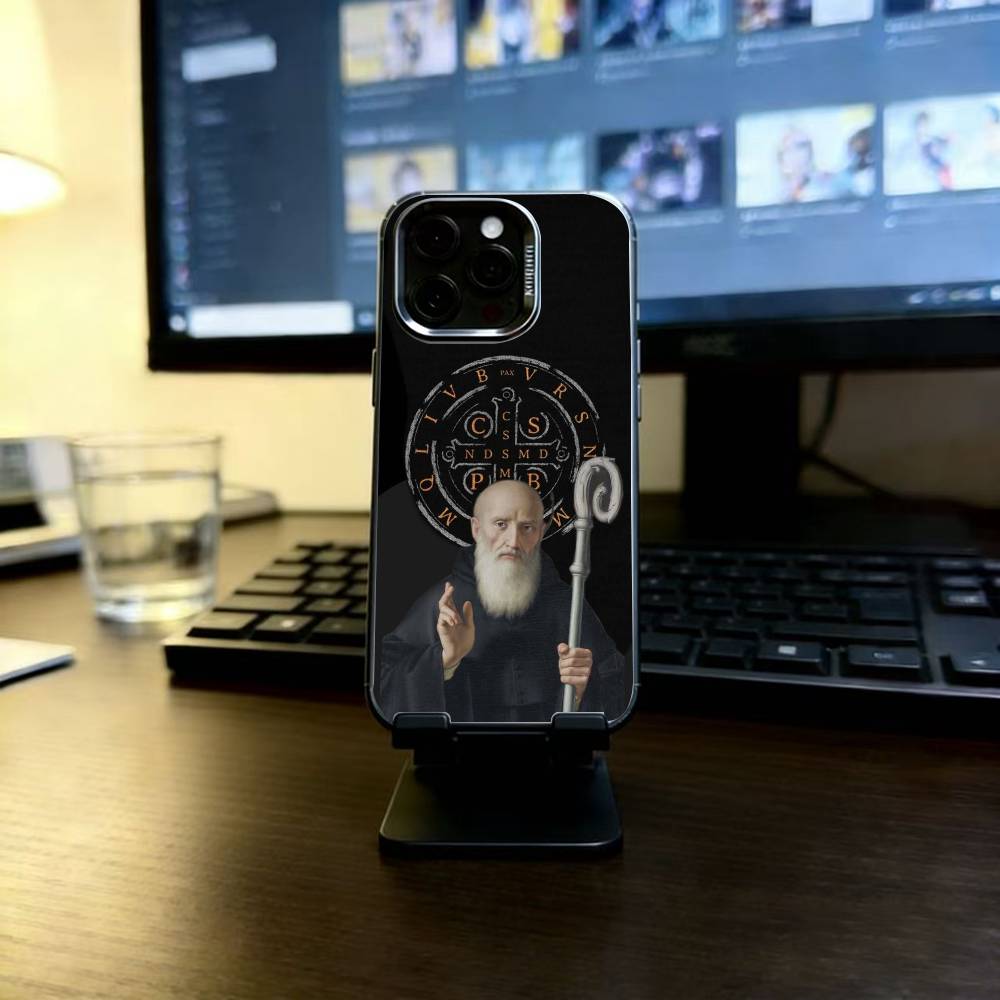 Sao Bento Benedict of Nursia Phone Case For iPhone 17,16,15,14,13,12,11 Plus,Pro Max,XS,Colorful Silver Phone case Funda Cover