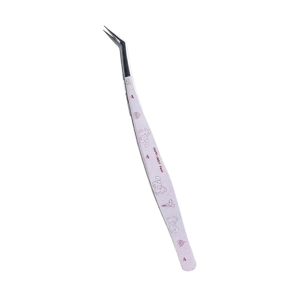 Stainless Steel Curved Stickers Tweezers High Precision Anti-static False Eyelash Tweezers Cartoon Eyelash Curler