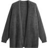 Autumn and winter fashion loose foreign style imitation mink cardigan solid color advanced sense simple medium and long sweater jacket