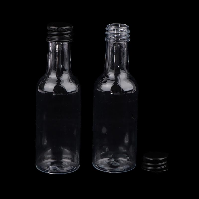 6 stk 50 ml Mini Klare PET Påfyllbare Vinflasker Små Flasker For Fest Bryllup Likørflasker Med Lekkasjesikkert Skrulokk