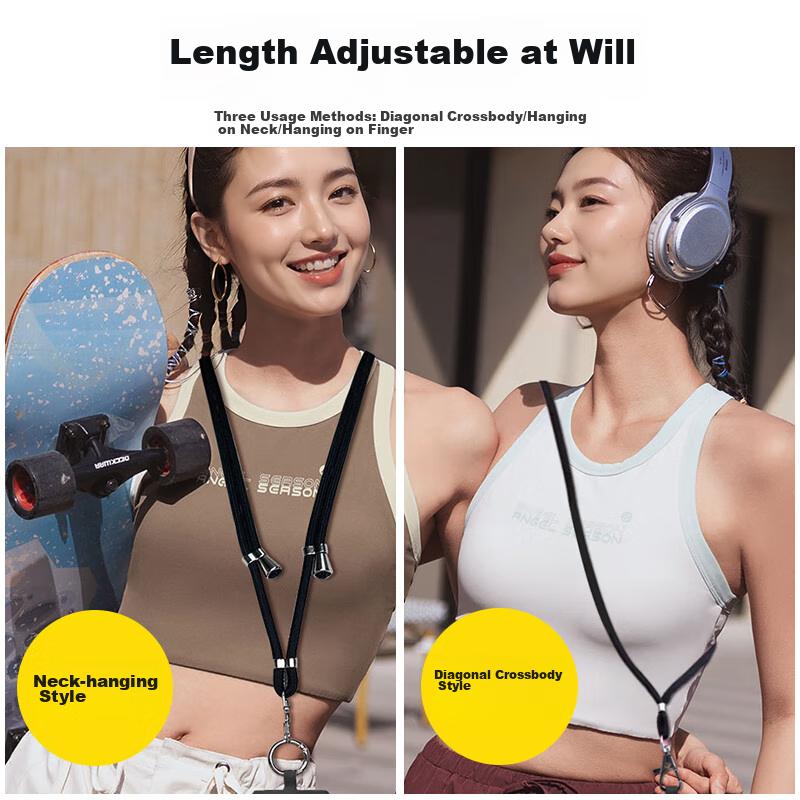 Phone Lanyard, Neck Strap, Crossbody, Adjustable Length, Retractable, Anti-Loss Wrist Strap, Long Style, Suitable for Apple, Huawei, Android