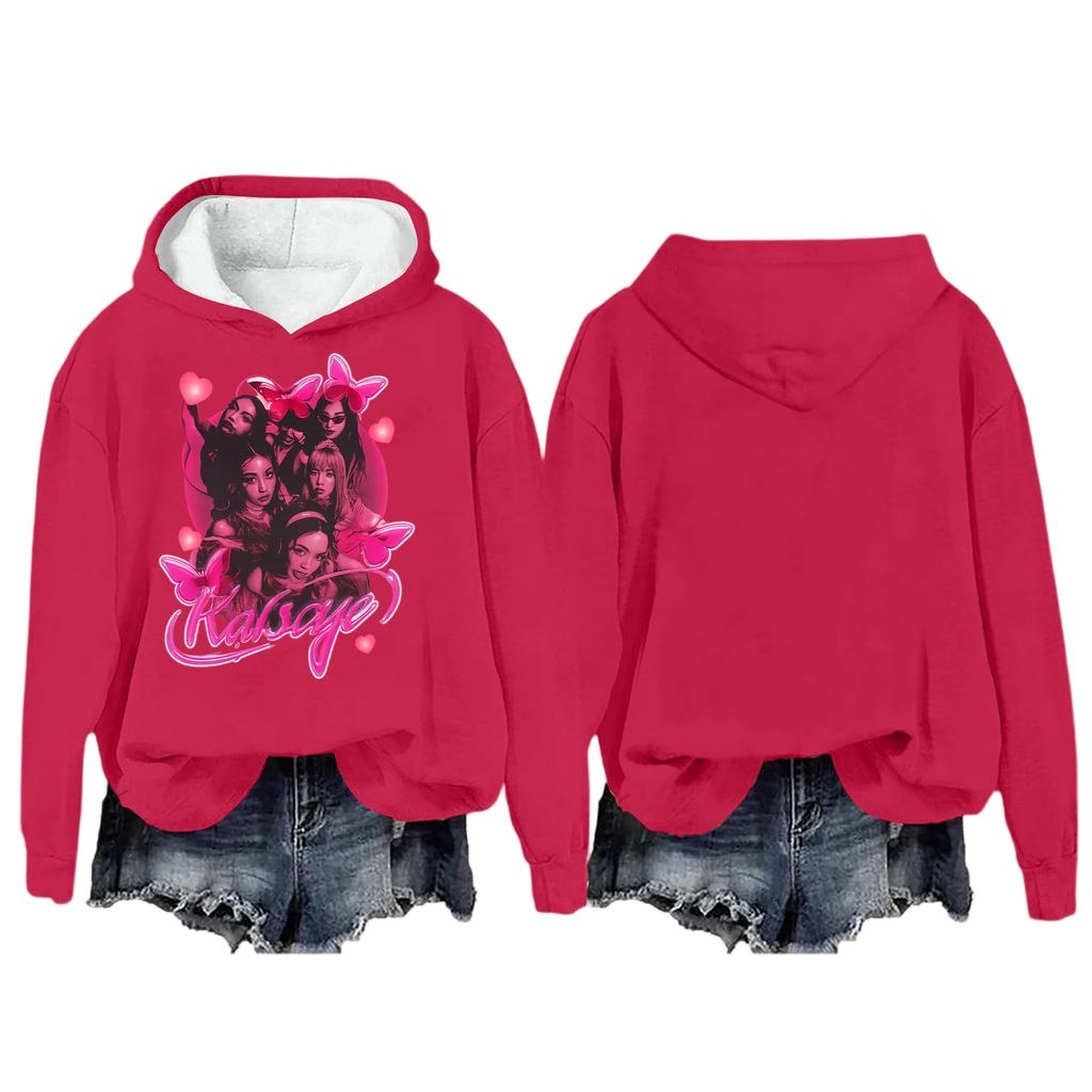 Mote Casual Langermet Løs Trykket Pullover Sport Langermet Hettegenser for Kvinner