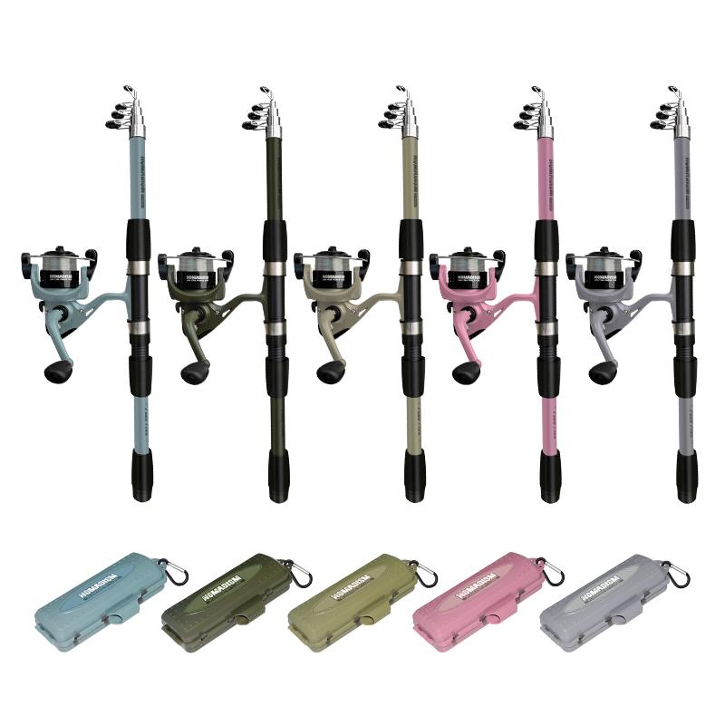 1.65m Fishing Rod and Reel Combo Full Set Saltwater Spinning Carbon Fiber Telescopic Fishing Rod Set