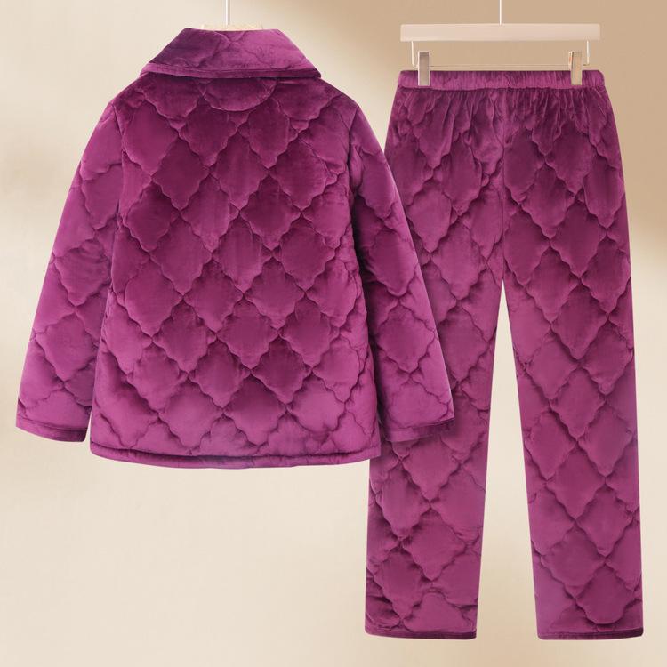 Giacca Invernale della Nonna Plus Velluto Ispessito Donna Mezza Età e Anziani Tuta Calda Madre Autunno e Inverno Vestiti per la Casa Vestiti per Anziani