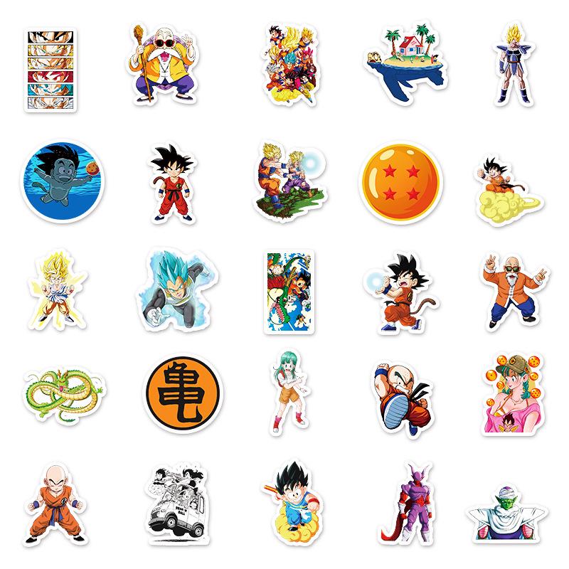 50PCS Dragon Ball Cartoon Stickers for Laptops, Suitcases, Scooters, and Stationery Boxes