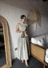 Summer Asymmetrical Neck Short Sleeve Dress with Ruched Design for Women