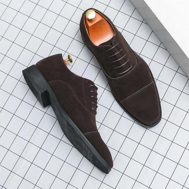 Fashion Men New Fashion Derby Shoes Pointed Anti Fleece Leather Lace Up Business Dress Leather Shoes Black Brown Size 38-48