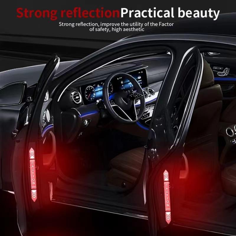 4pcs 2025 Car Safety Warning Reflective Stickers High Brightness Reflector Car Door Opening Safety Warn Mark Sticker Decals