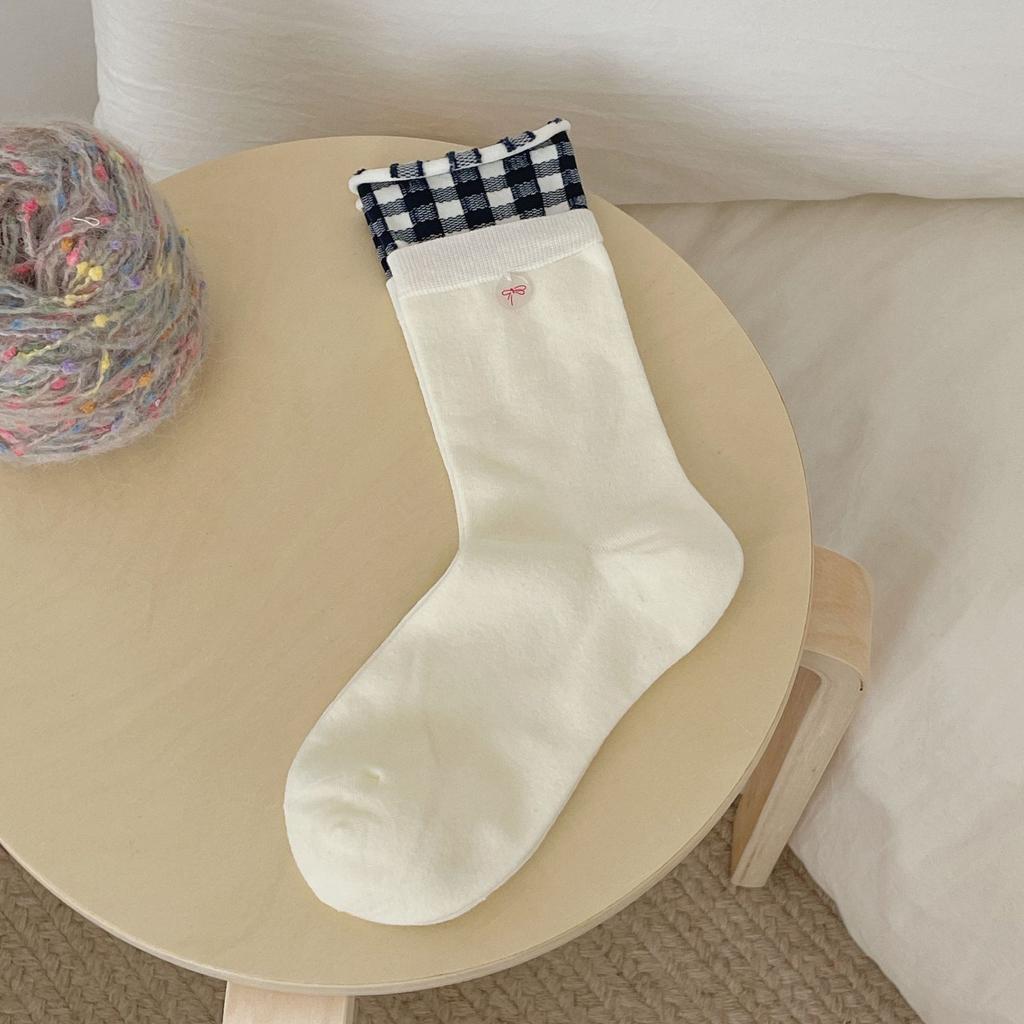 Weiße Kätzchen Süße Socken Frühling Baumwolle Mittelschaft Koreanischer Trend Schleife Stapelbare Socken