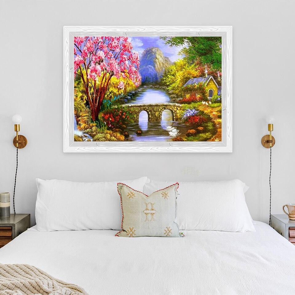 Nowy 5D DIY Diament Malarstwo Pełne Okrągłe Wiertło Wioska Dekoracje Muliną Kwiaty Diament Haft Rzemiosło Wystrój Domu