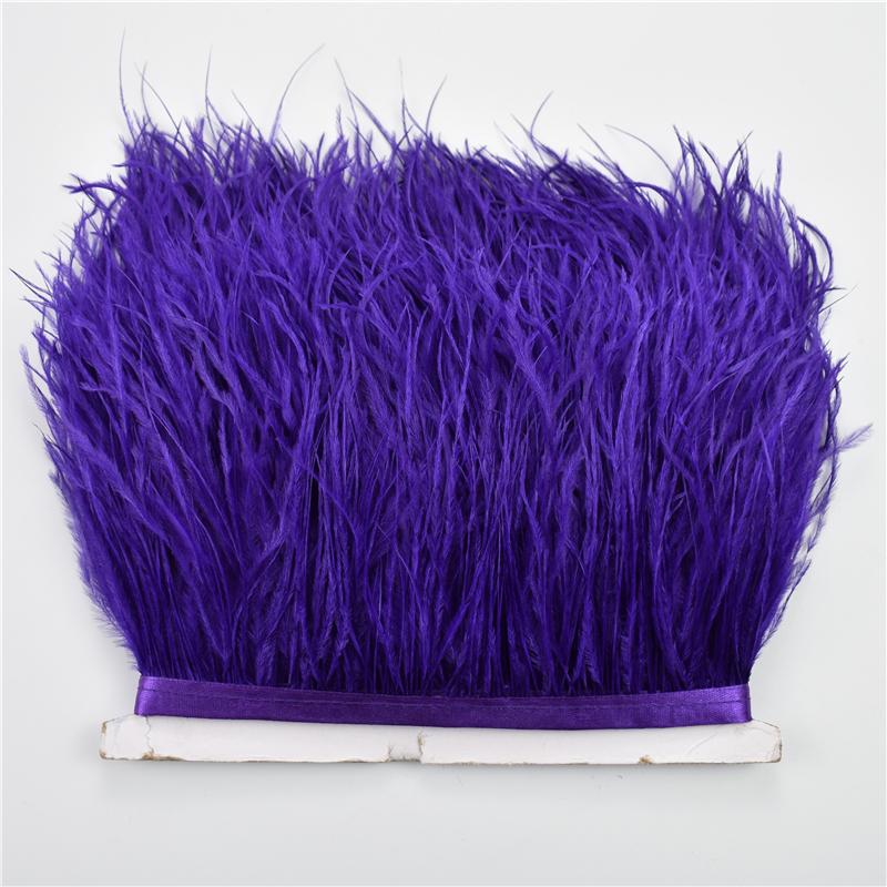 8-10cm Ostrich Feather Trims for Needlework and Handicraft Black Plume Skirt Decoration Natural Feathers Ribbon Fringe