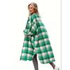 Stylish Plaid Print Womens Long Jacket - Relaxed Casual Button Front with Flap Pockets - Durable Outerwear for Everyday Fashion