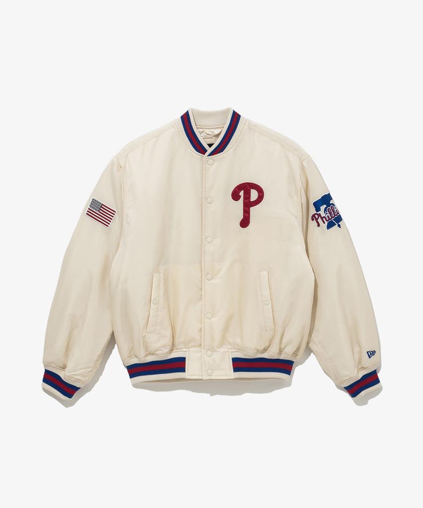 New Era Mlb Philadelphia Phillies Authentic Stadium Jacket Ivory
