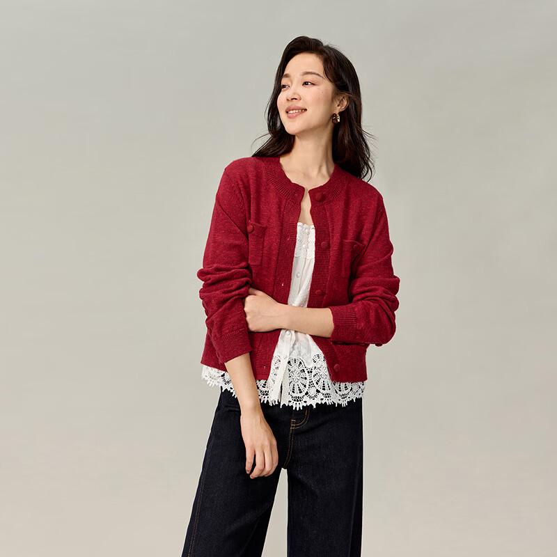 

INMAN Women s Soft Round Neck Knit Cardigan Sweater S