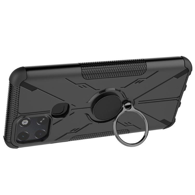 Case for Infinix Smart 6, Armored Shockproof KickStand Ring Case, Black