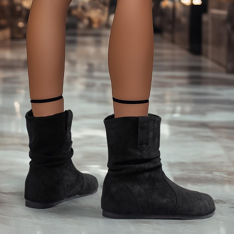 Fashion Women Flats Ankle Snow Boots Suede Shoes Mid Heels Casual Sneakers 2025 Fashion Trend Large Size Walking Non Slip Botas Mujer