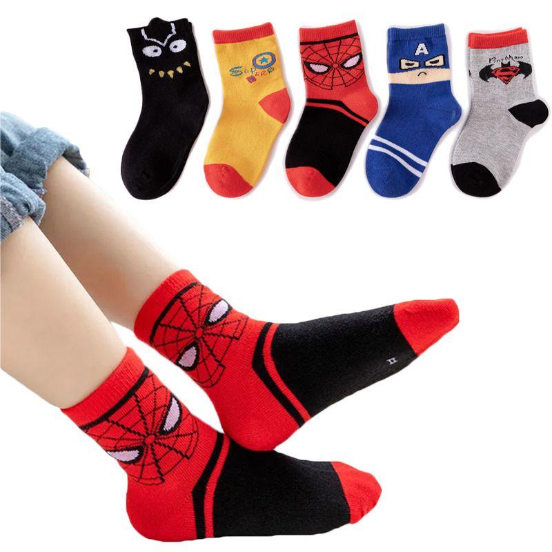 Spider-man Cotton Boys Socks With Cute Cartoon Pattern For Fun And Comfortable Wear