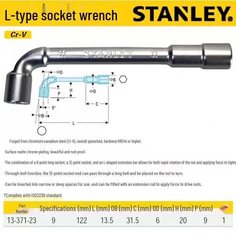Stanley 13-371-23 L-Shaped Pass-Through Socket Wrench