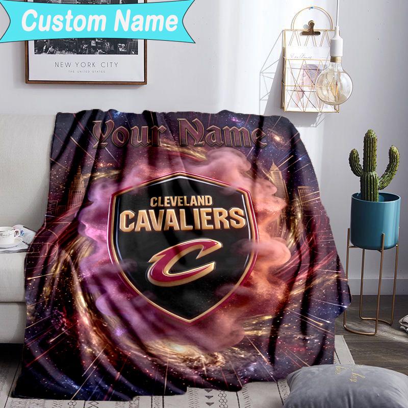 Custom Name Blanket Cleveland Cavaliers Logo Blanket Bedding Blanket for Travel, Camping, Living Rooms, Offices, Sofas, Fan Christmas gift
