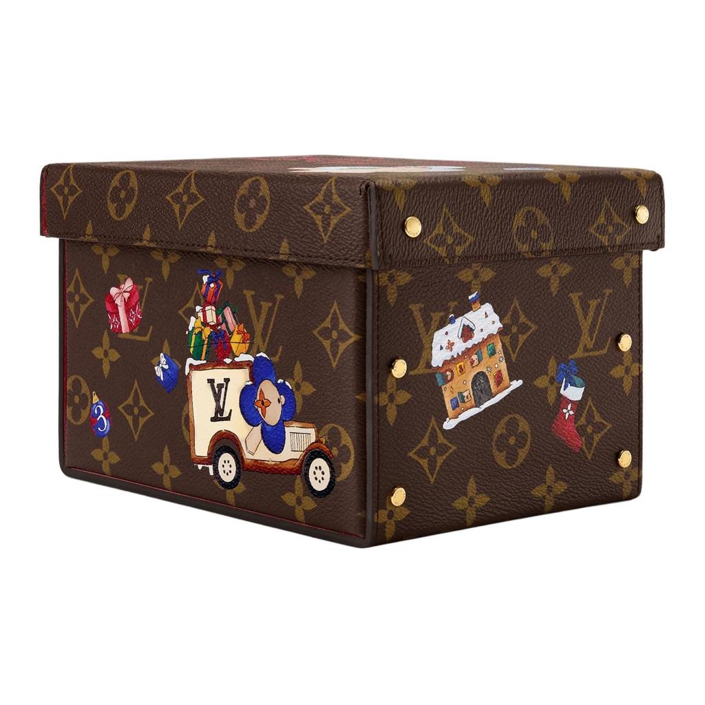 LOUIS VUITTON Monogram Coated Canvas Storage Box Unisex Brown GI1461