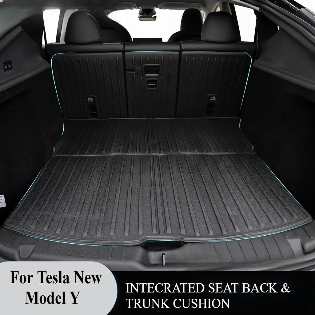 For Tesla Model Y Juniper 2025-2026 TPE Car Front Rear Trunk Mat Waterproof Wear-resistant All Weather Trunk Mats Backrest Amagi