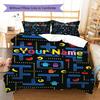 Pac-Man Custom Name Pattern Bedding,Quilt Set Quilt Cover Pillowcase Home Birthday Gift(1 * Duvet Cover + 2 * Pillowcase, Without Core)