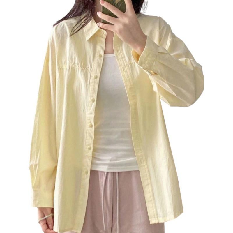 Women's Loose Long Sleeved Shirt Casual Lapel Button Shirt