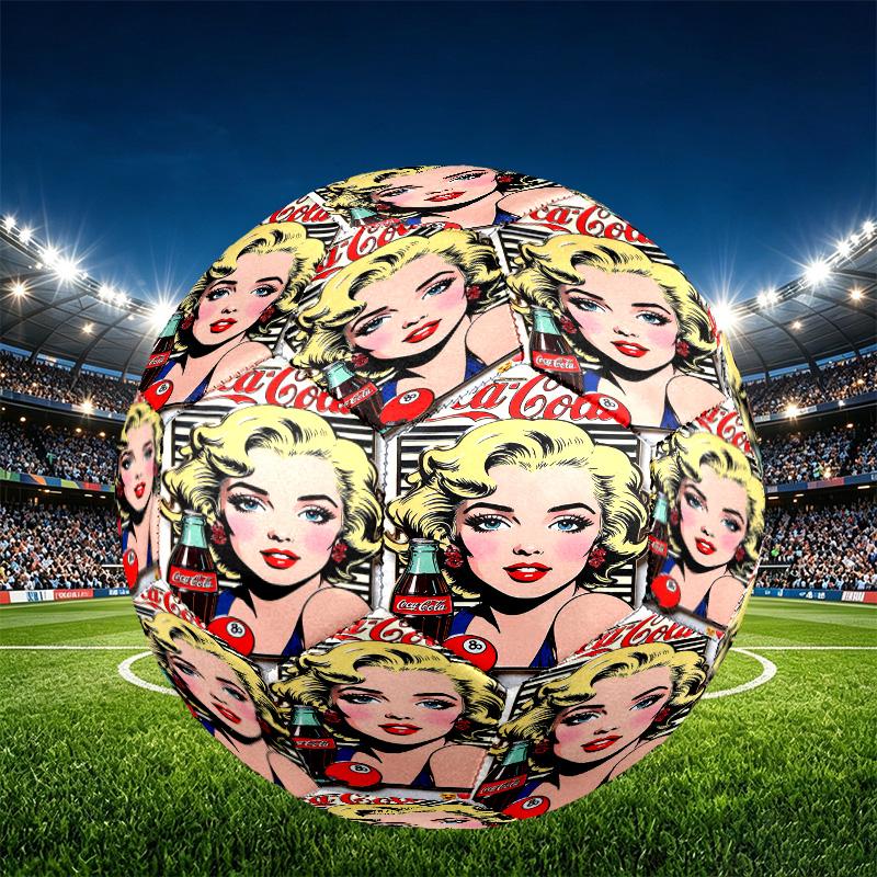 Marilyn Monroe Print Size 5 Soccer Ball, PU Wear Resistant Football for Match Training and Daily Practice, Birthday Gift for Soccer Fans