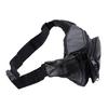 NOORA Stylish Real Leather Black Waist Bag Elegant Style Travel Pouch Passport Holder with Adjustable Strap