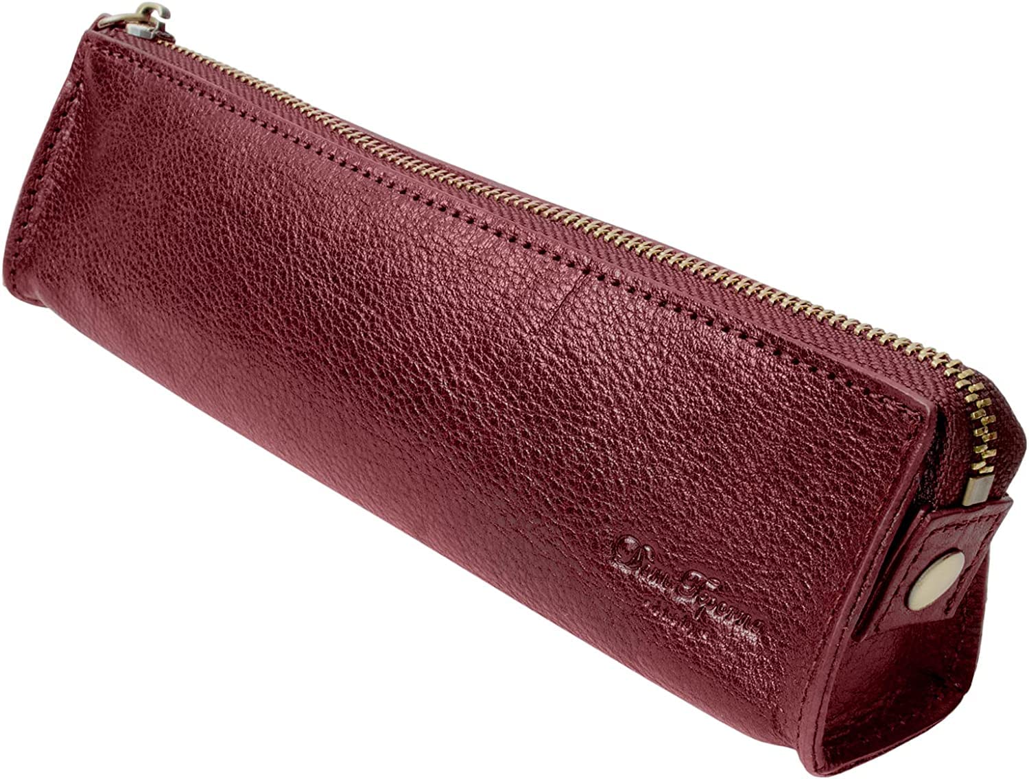 

Dom Teporna Genuine Leather Pencil Italian Smooth Holds Fountain Red Case, Slim, Stylish, Leather, Zipper, Small, Pens, Stationery, красный