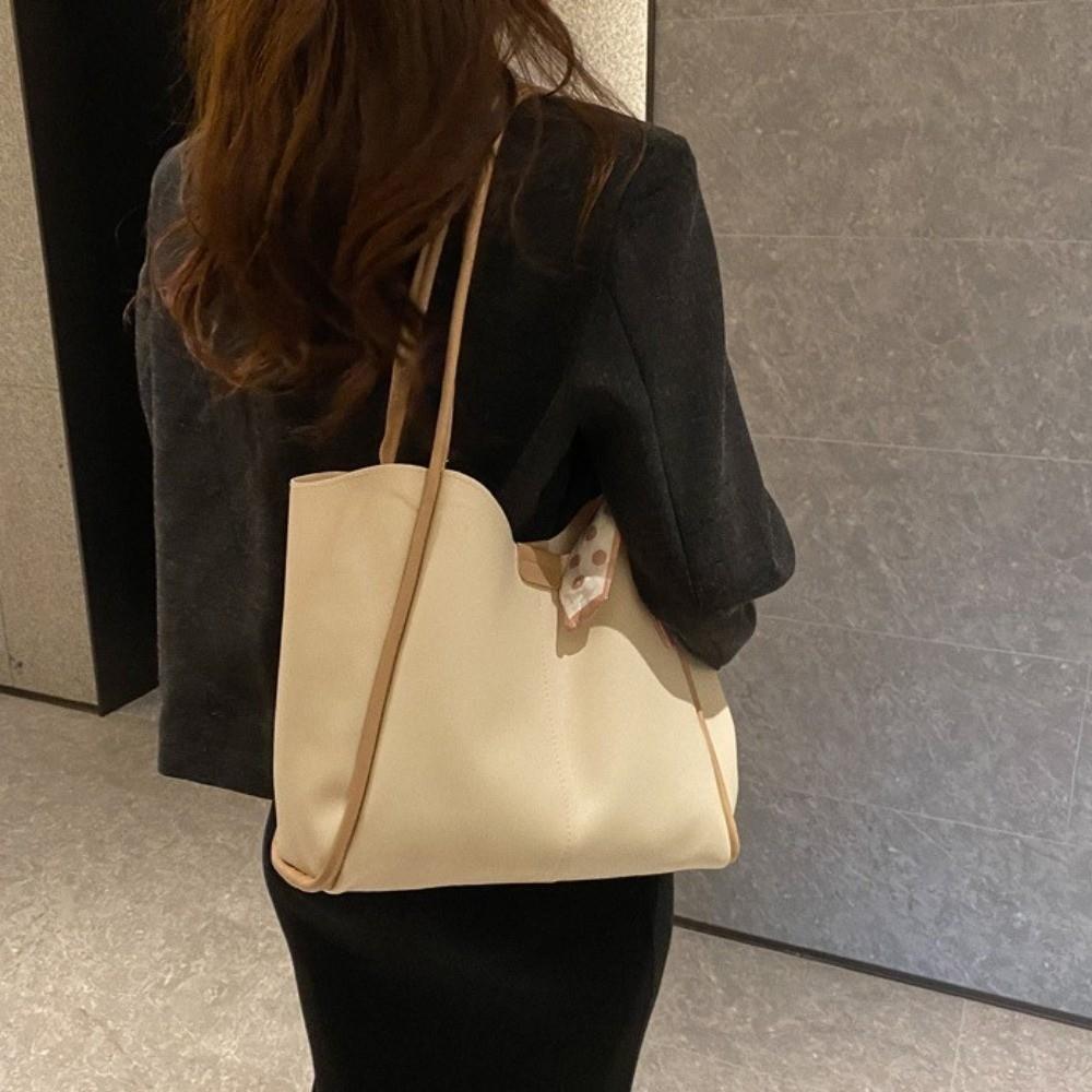 Large Capacity Women PU Shoulder Bag with Small Bag PU Underarm Bag  Office