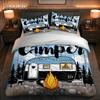 3-Piece Quilt Cover Set, 1 Quilt Cover + 2 Pillowcases (Without Filling) 2D Flat Priting, Camper Van Theme