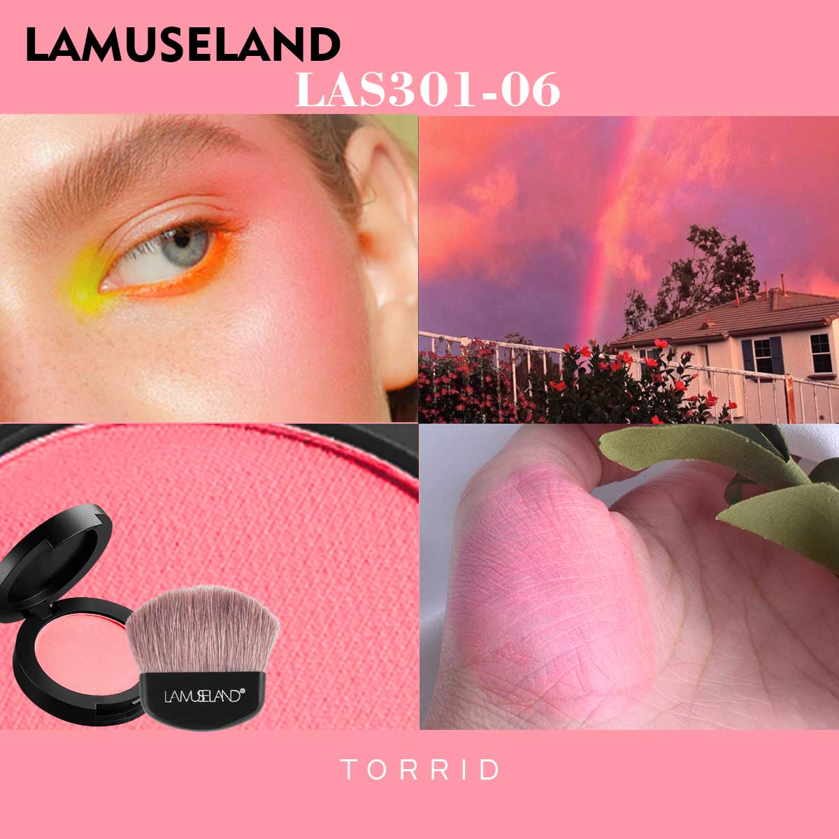 

LAMUSELAND Face Set Бархатные румяна с кистью для румян #LAS301