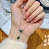 Natural dangerous material jadeite double gourd necklace women's S925 sterling silver inlaid temperament collarbone chain women's fashion jewelry gift