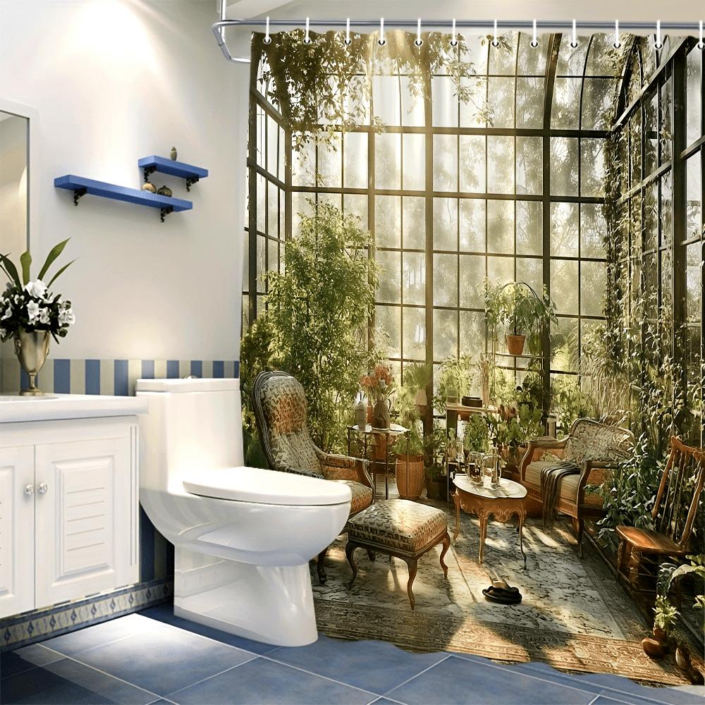 Pandara Jewelry Floral Garden Shower Curtain With 12 Hooks Tranquil Plant Bathroom Decorative Accessories Shower Curtain 180X180cm