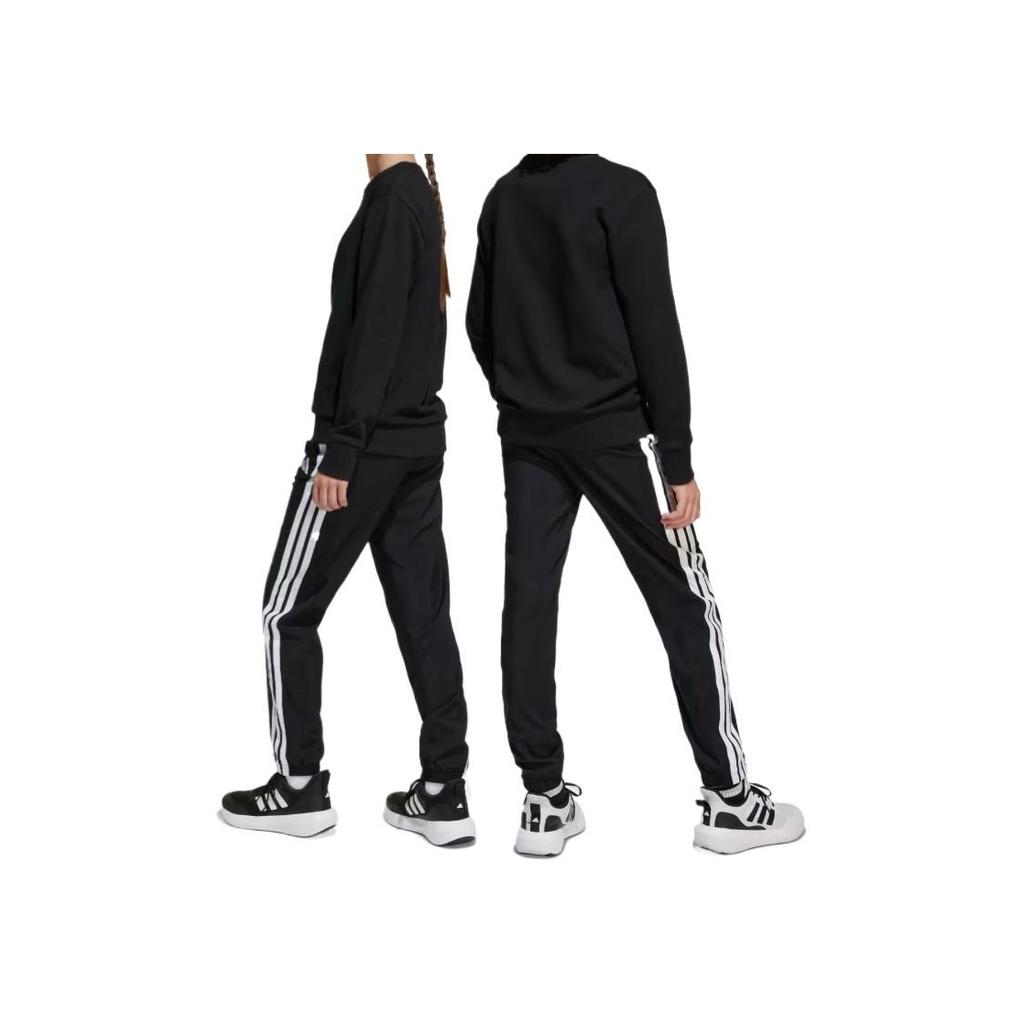 Adidas Long Pants With Drawstring Elastic Waist Soft Comfortable Fashionable Breathable Kids bottoms Black JD6500