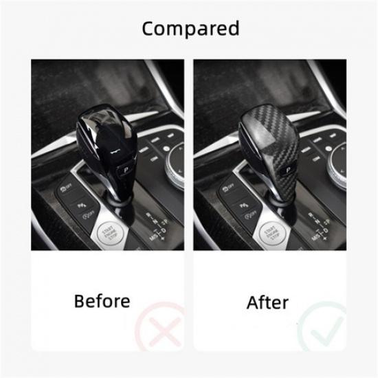 Real Dry Carbon Fiber Gear Shift Knob Trim Cover For BMW 3 Series G20 -