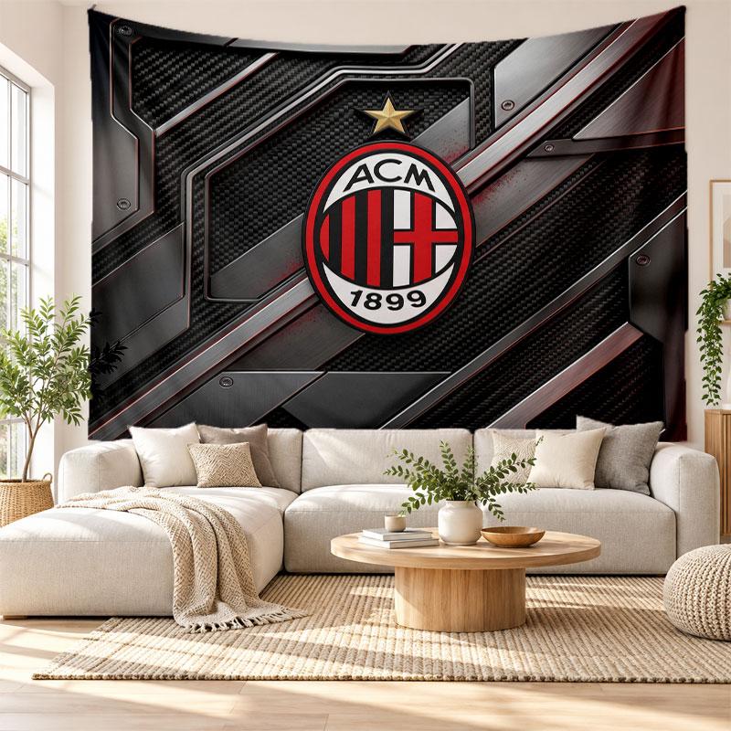 AC Milan Wall Tapestry, Soft Fabric Wall Hanging, Decorative Backdrop For Bedroom Home Wall Art