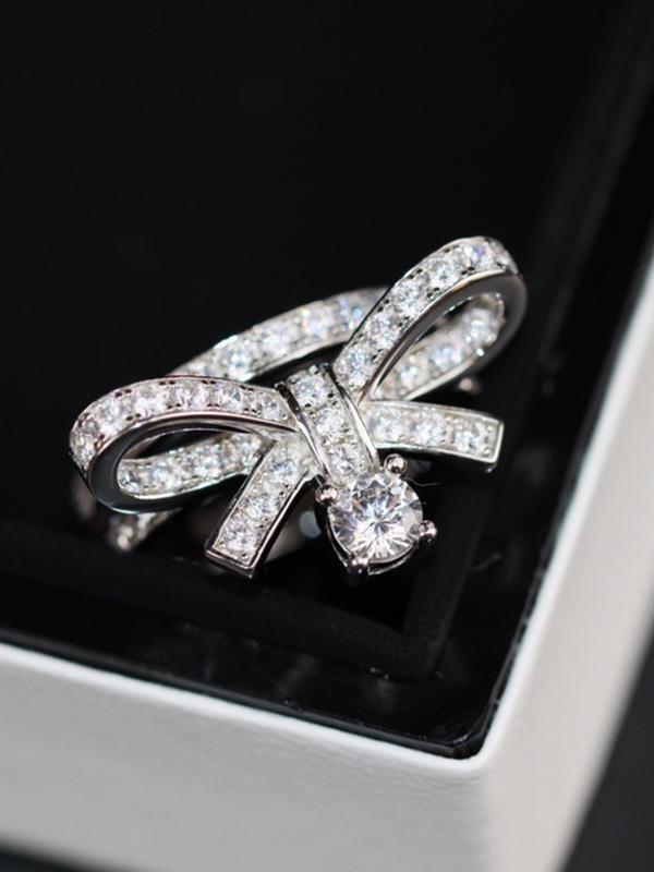 New 2023 Hot Brand Anniversary Gift Jewelry Bowknot Rings Cz Zircon Rings Wedding Jewelry Engagement Bowknot Ring Luxury Jewelry