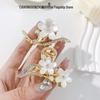 Exquisite Cat's Eye Flower Hair Clip for Women - Medium Size Alloy Claw for Spring & Summer