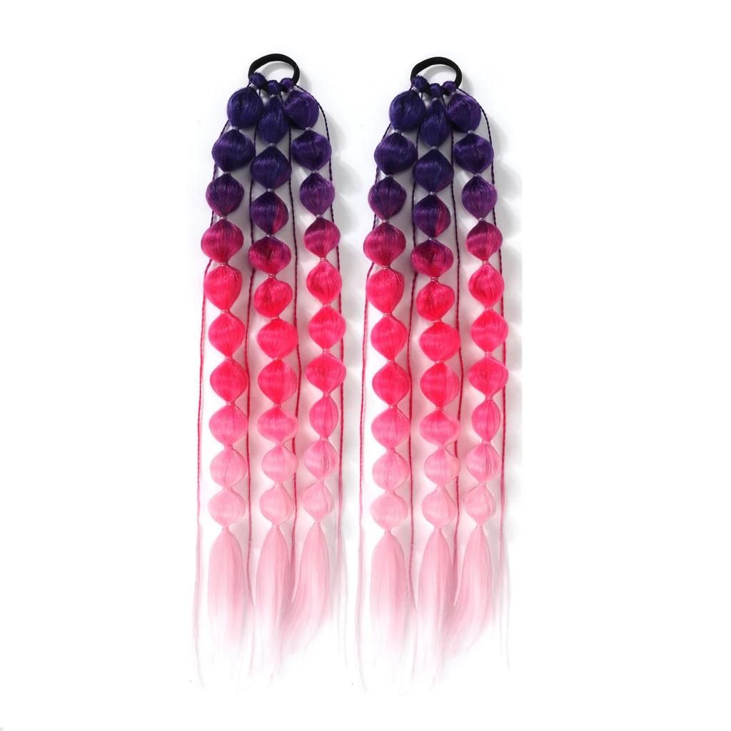 European Style Gradient Lantern Bubble Ponytail: Fashionable Women's Long Hand-woven Braid