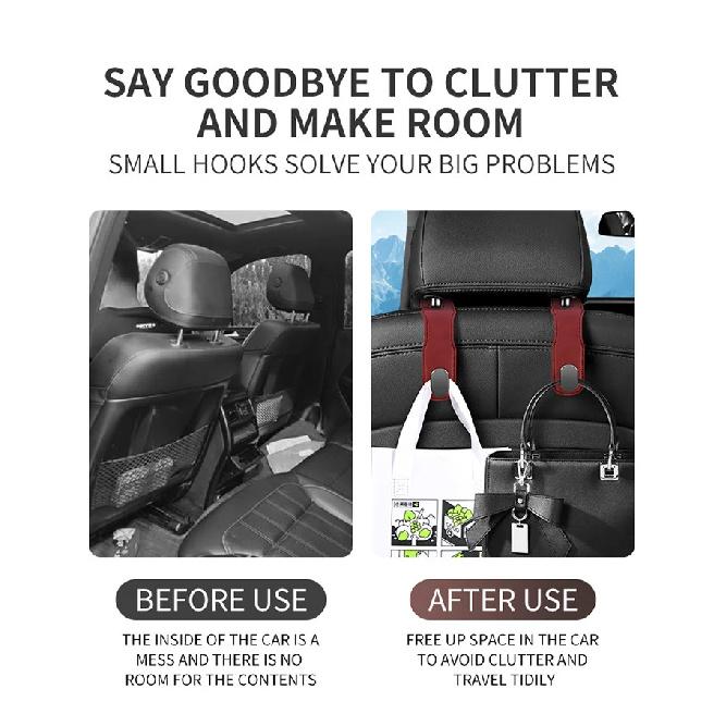 Car Leather Hook Seat Back Car Interior Decoration Supplies Multi-Functional Storage Folding Hang Hidden Hook