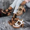 New Ethnic Style Roman Style Sandals with Summer Thong High-heeled Shoes with Velcro, Casual European and American Thick Heel High-heeled Shoes