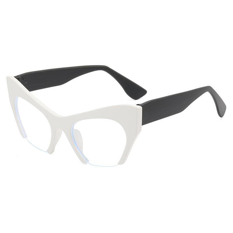 

Half Frame Trimmed Cat Eye Flat Mirror Anti-Blue Light Women S Glasses Frame Trendy Glasses Frame Concave Shape
