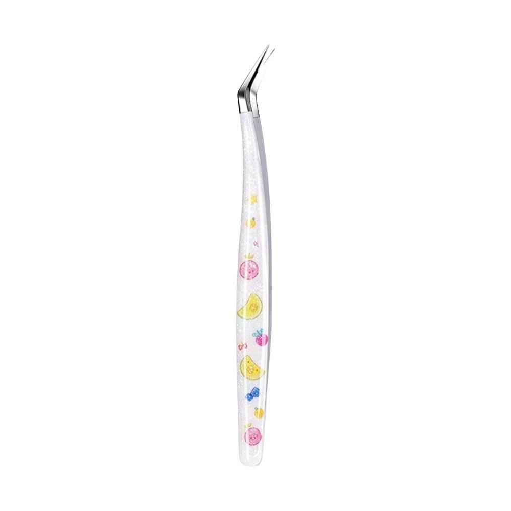 Stainless Steel Scrapbook Tweezers Glitter Resin Handle Curved Tip Precision Tweezer Fine Point Anti Slip Craft Tweezers авокадо