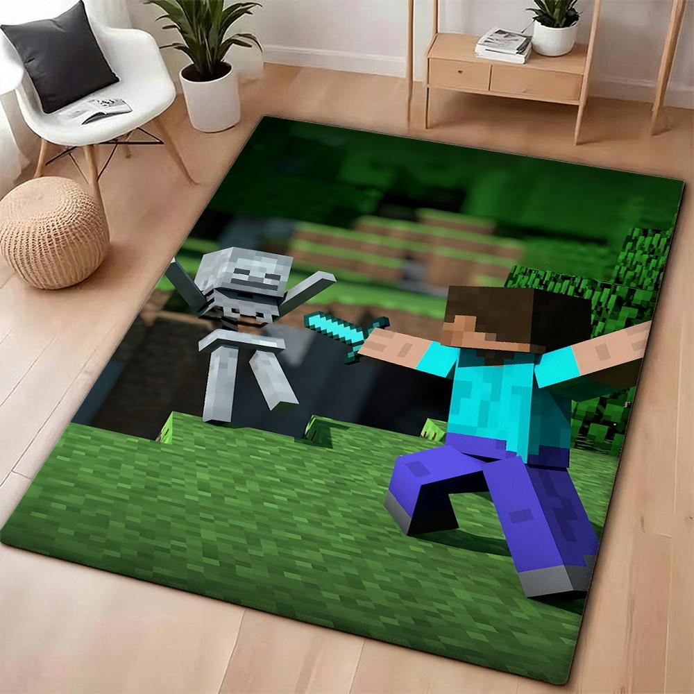 Minecraft Blocky Survival Adventure Printed Rug Durable Stainresistant Carpet For Bedroom Study Home Decor Holiday Gift